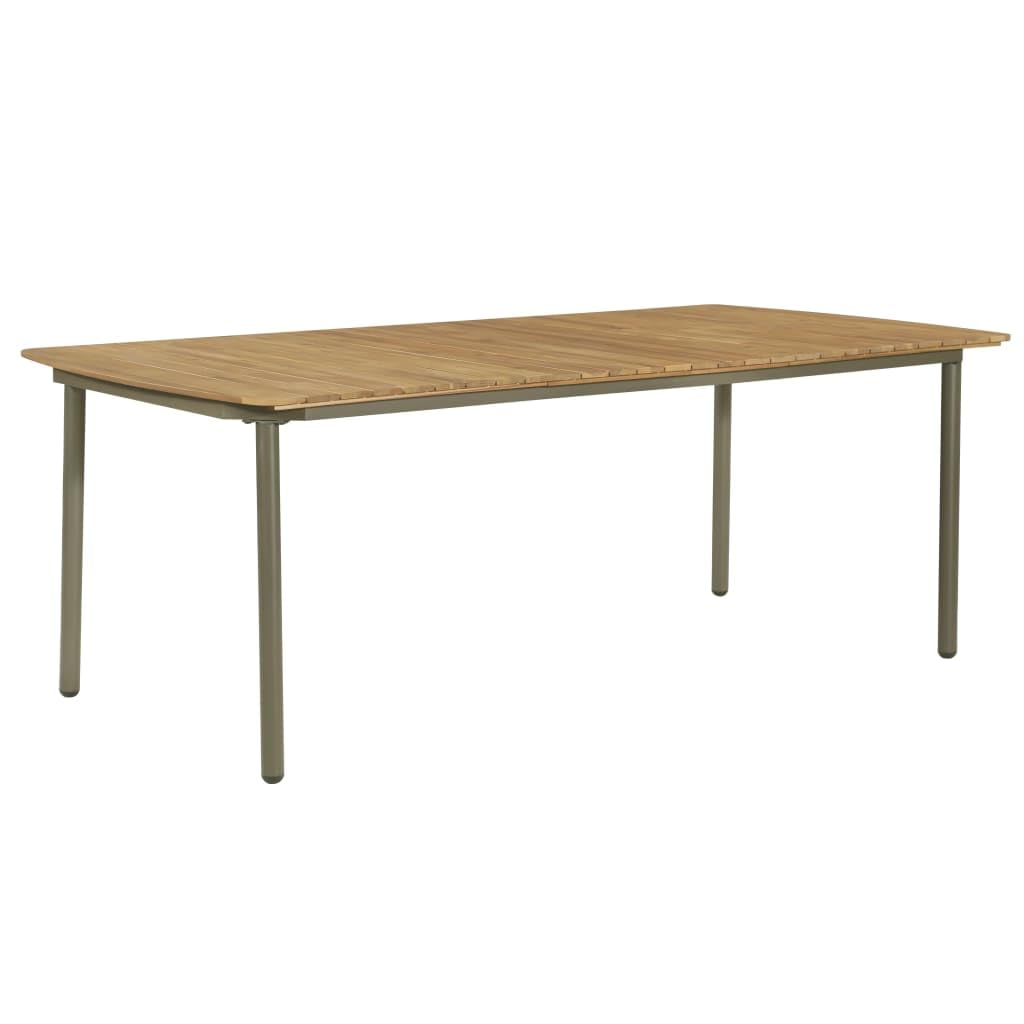9 Piece Natural Wood and Grey Steel Outdoor Dining Set Y224696