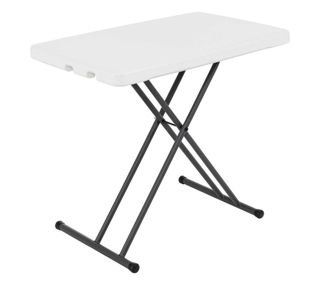 Adjustable Folding Laptop Table TV Tray, 30 Inch, White Granite J61884