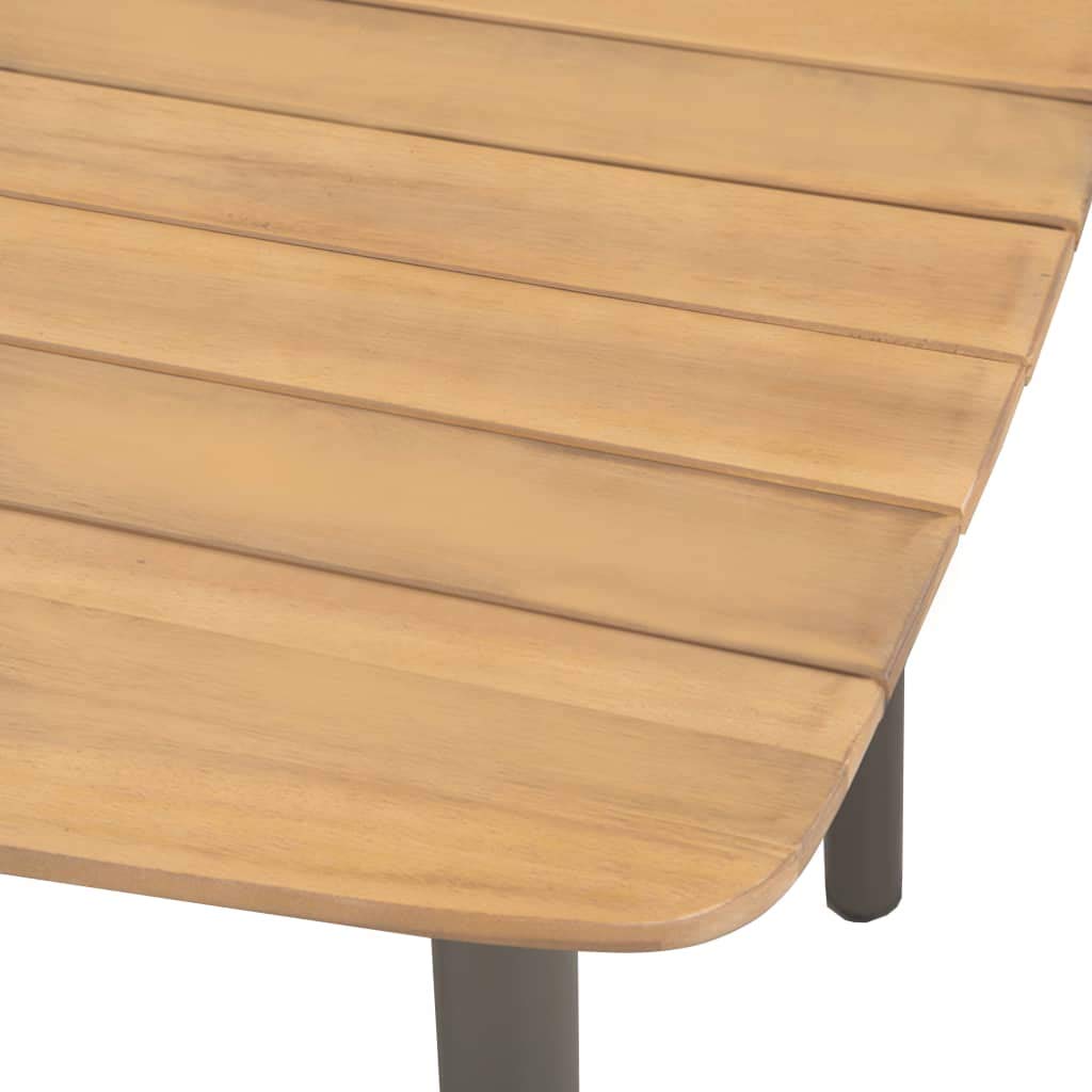 9 Piece Natural Wood and Grey Steel Outdoor Dining Set Y224696