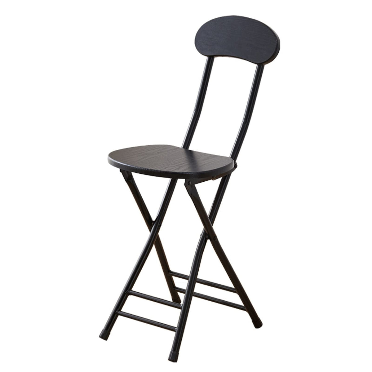 Black 18 Inch Folding Stool with Backrest and Footrest T23187
