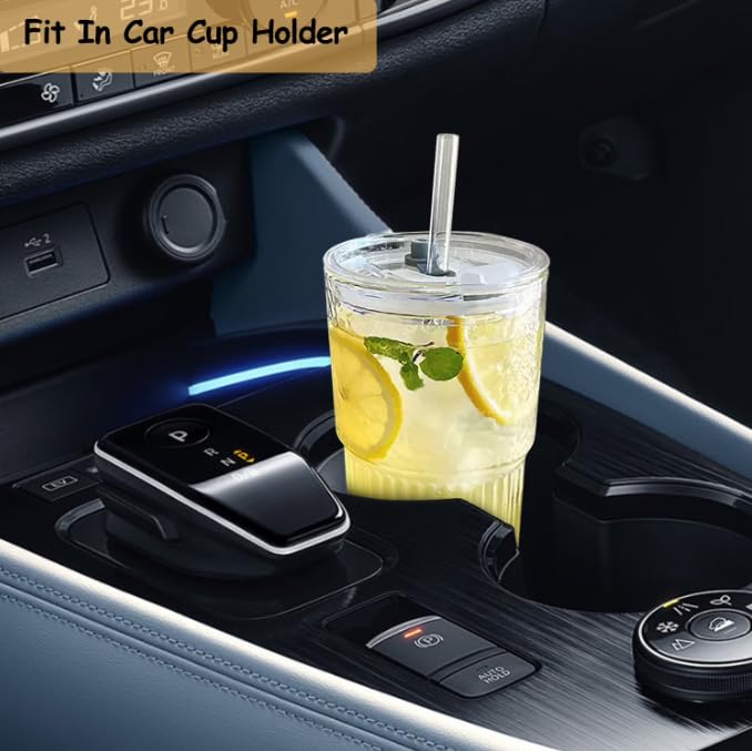 20 oz Glass Tumbler with Lid and Straw Q83863