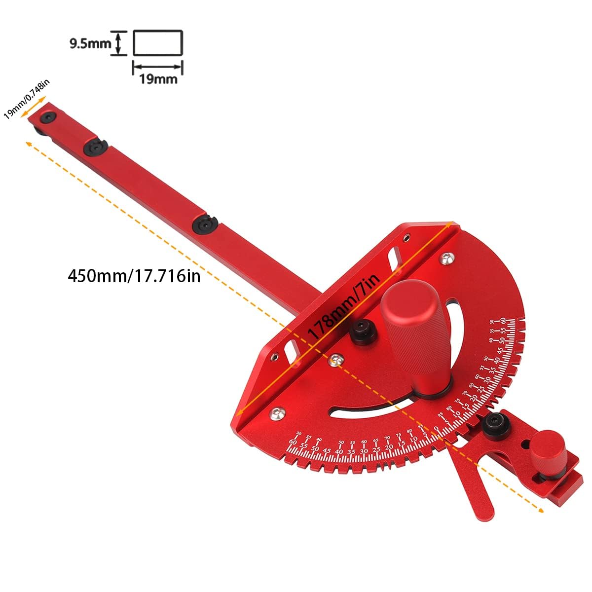 Aluminum Precision Miter Gauge with T-Track Fence and Flip Stop C8568