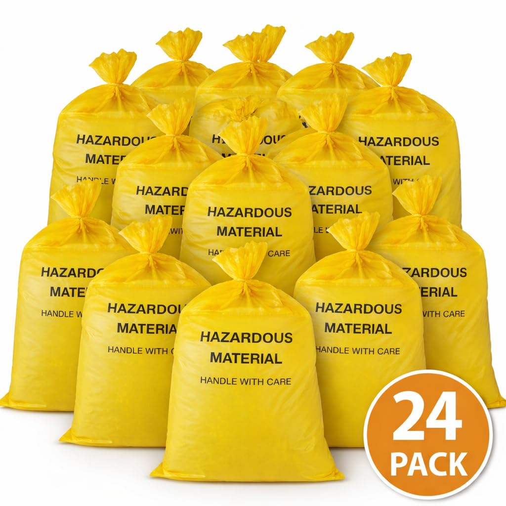 10-Gallon Hazardous Waste Bags 24 Pack Yellow 4 mil K406479