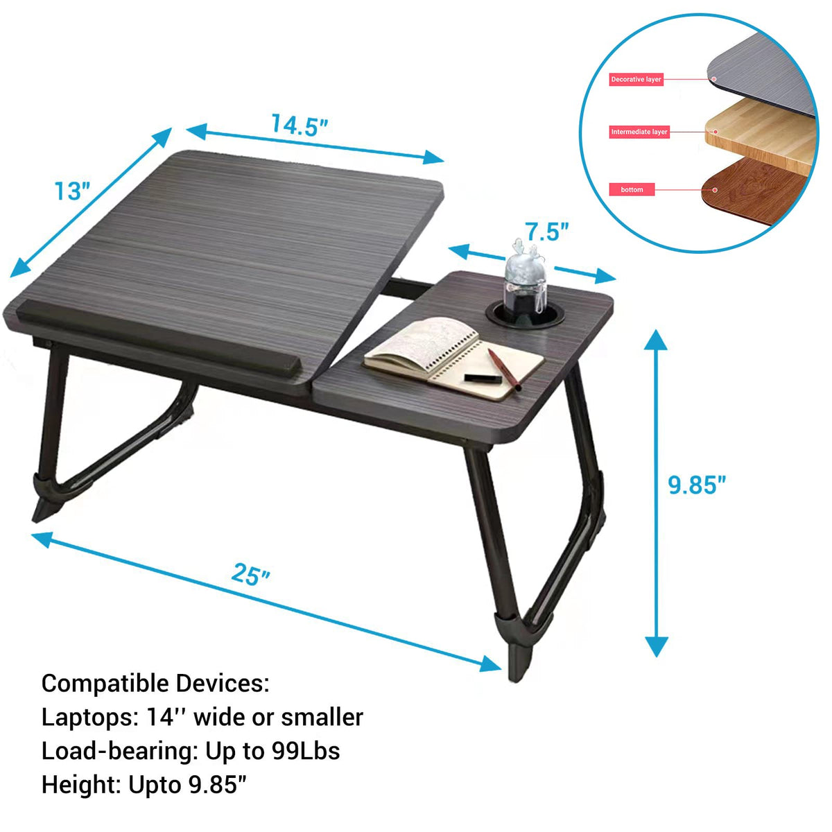 White Laptop Desk with Cup Holder Z39472