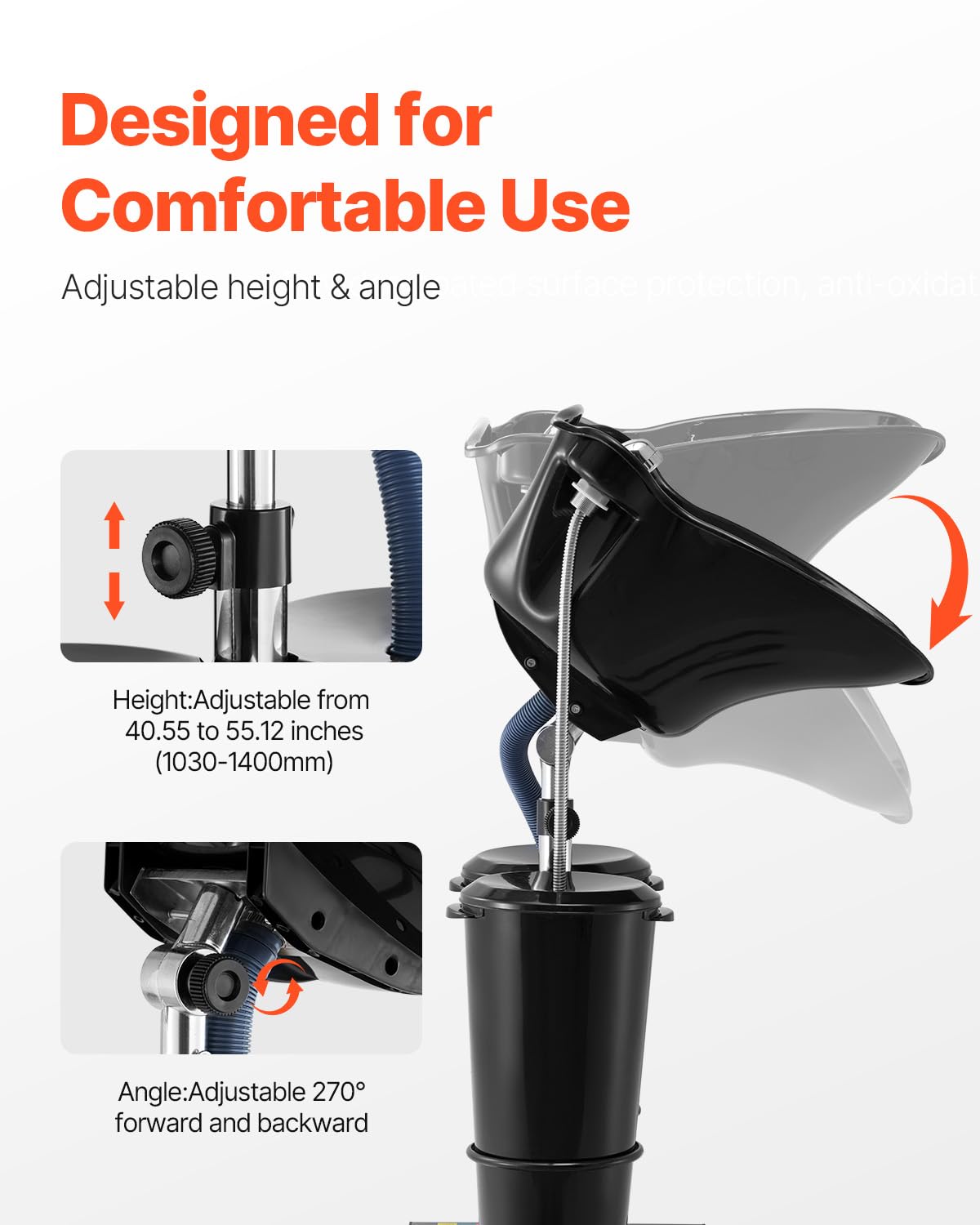 Portable Shampoo Bowl with Electric Pump, 2 Buckets, Black V8020