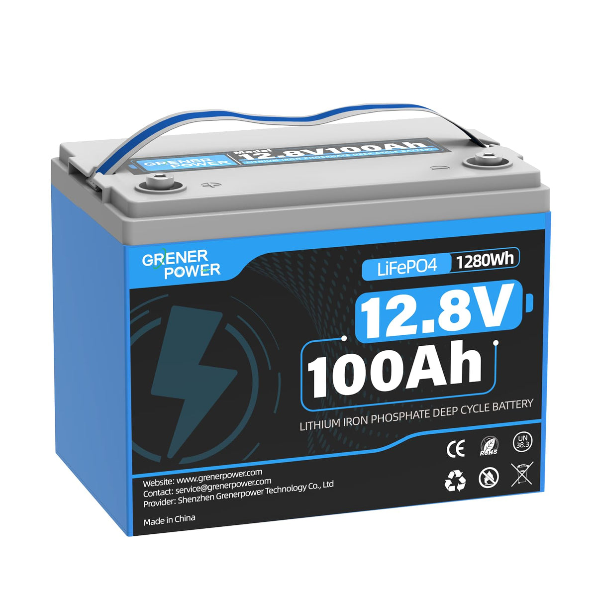 12V 100Ah LiFePO4 Lithium Battery, 15000 Cycles, 100A BMS Y577611
