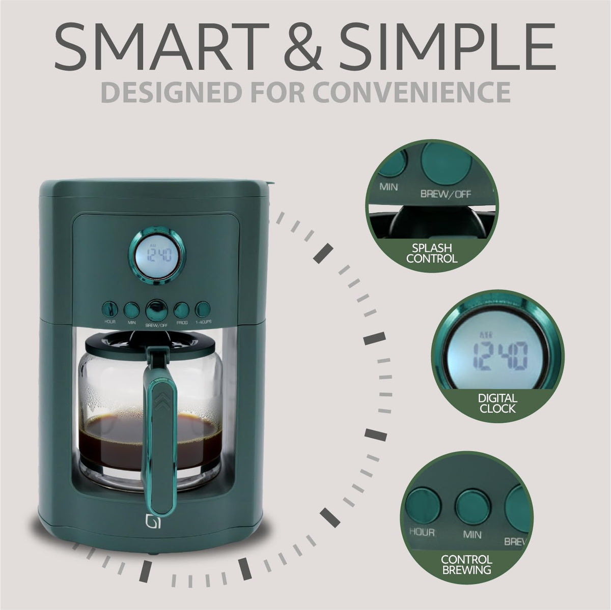12-Cup Programmable Drip Coffee Maker with Glass Carafe V44826