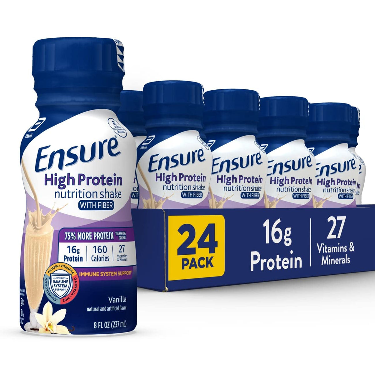 High Protein Nutritional Shake With Fiber, 16g Protein, Meal Replacement Shake, 24 Pack F85456
