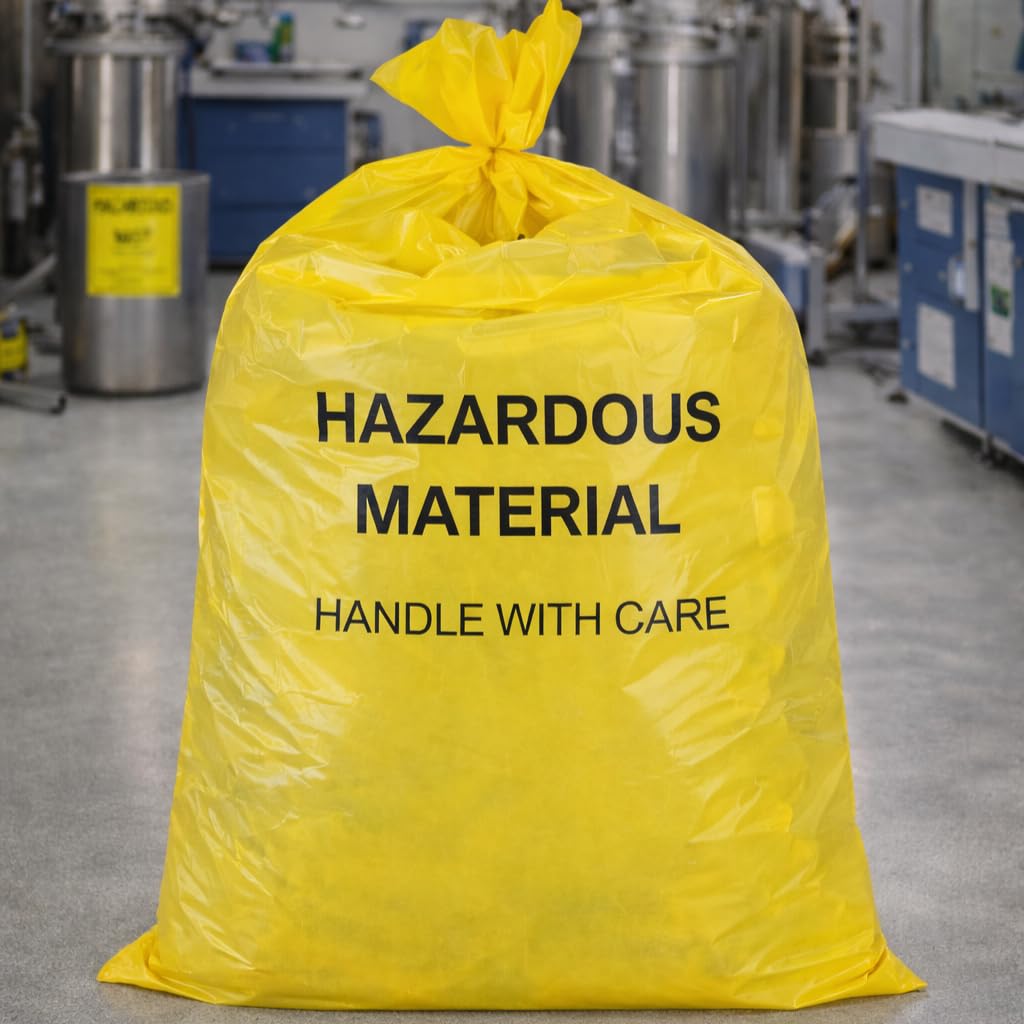 10-Gallon Hazardous Waste Bags 24 Pack Yellow 4 mil K406479