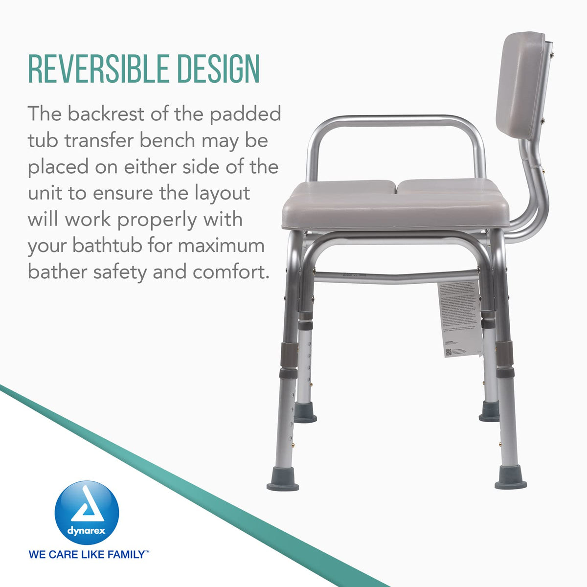 Padded Tub Transfer Bench 400 lb. Weight Capacity Grey D3048