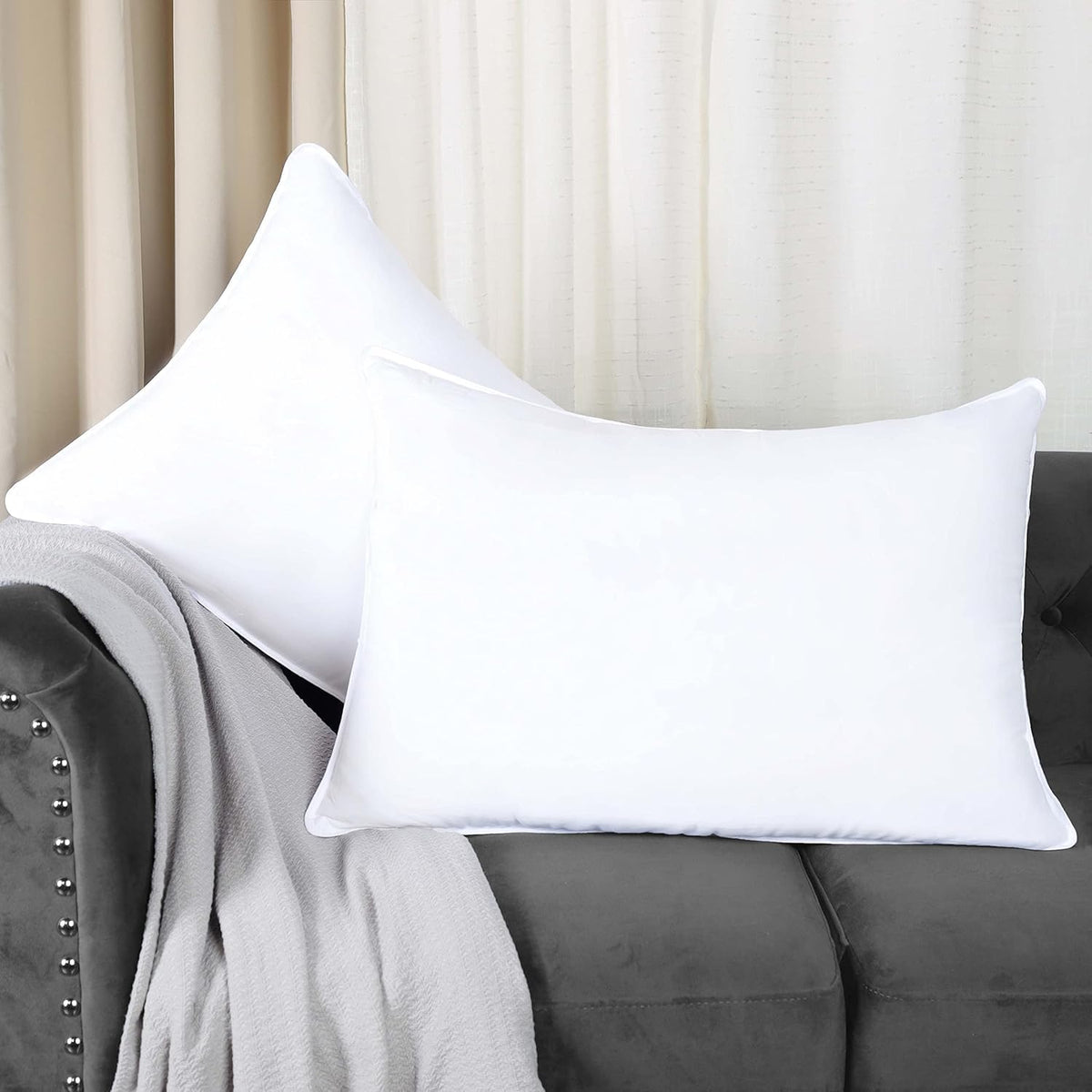 Down Alternative Pillow Set, Soft Microfiber Shell, Set of 2, King Size V6093