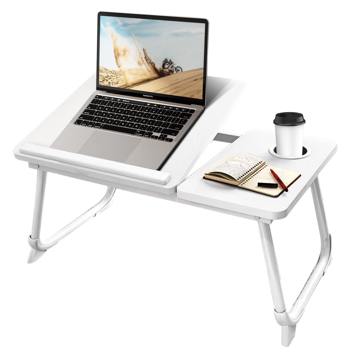 White Laptop Desk with Cup Holder Z39472