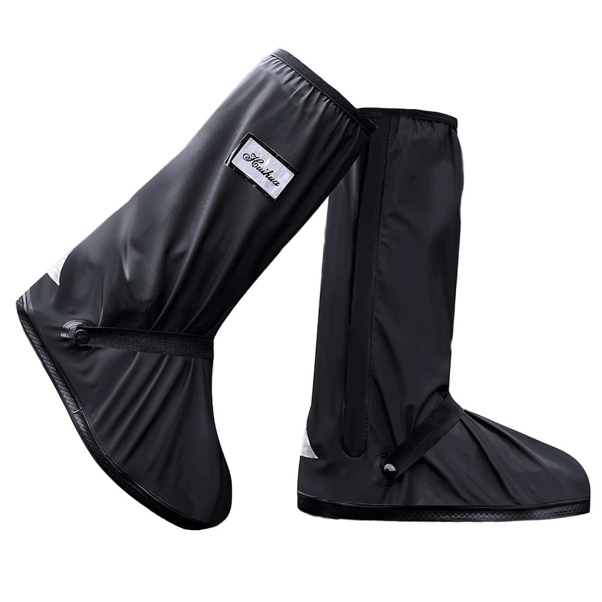 Black Waterproof Rain Boot Shoe Cover with Reflector Z96803