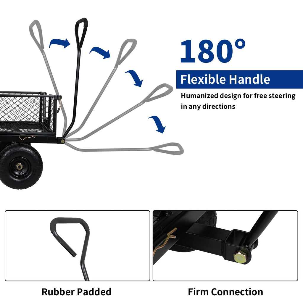 400 Lbs Capacity Mesh Steel Garden Cart with 10" All Terrain Wheels B604978