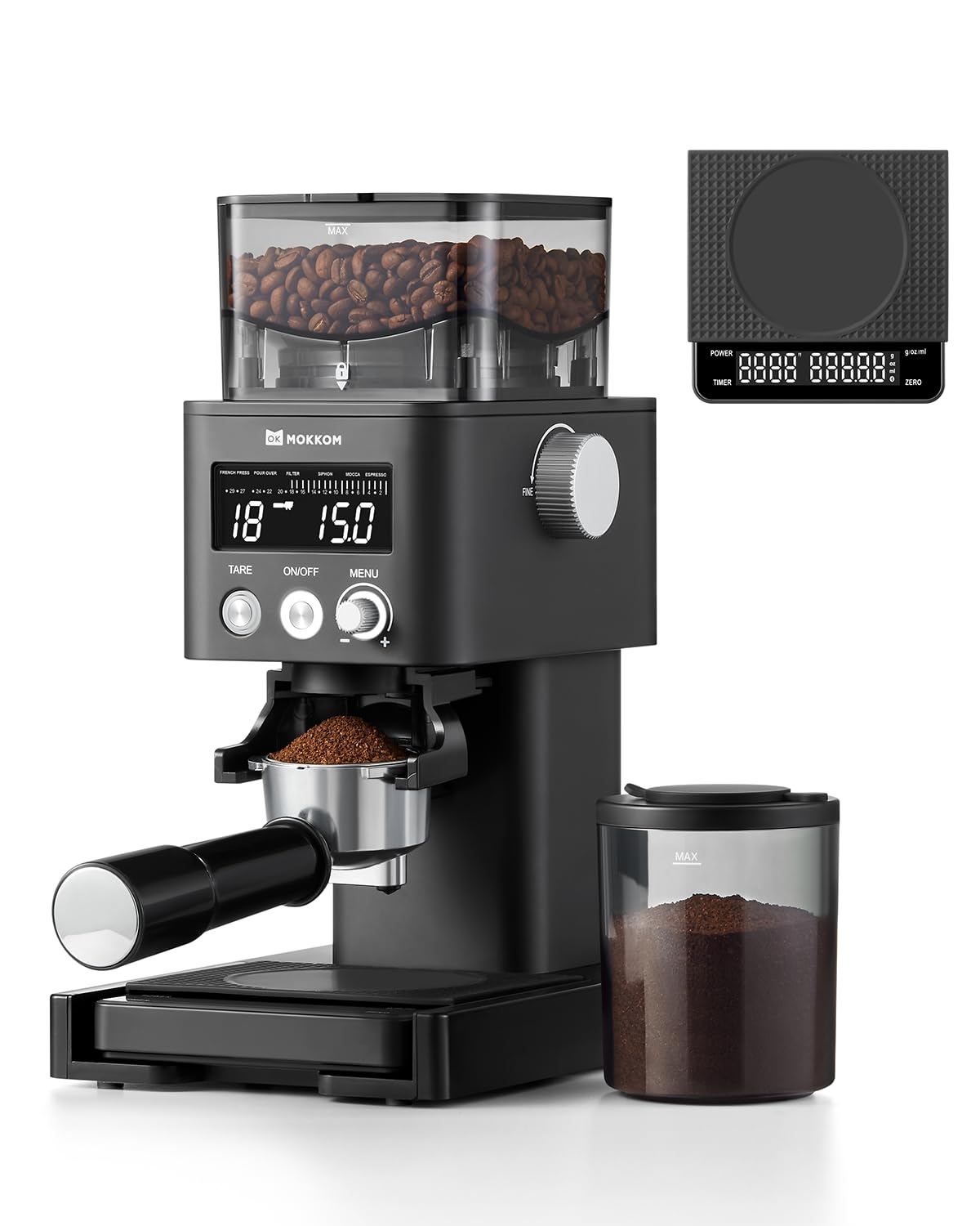 Conical Burr Coffee Grinder with Scale, 31 Grind Settings, Stainless Steel, Black G22521