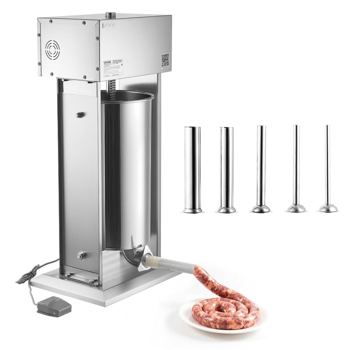 55 LBS Stainless Steel Electric Sausage Stuffer with 5 Stuffing Tubes A656883