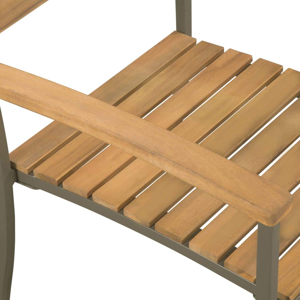9 Piece Natural Wood and Grey Steel Outdoor Dining Set Y224696