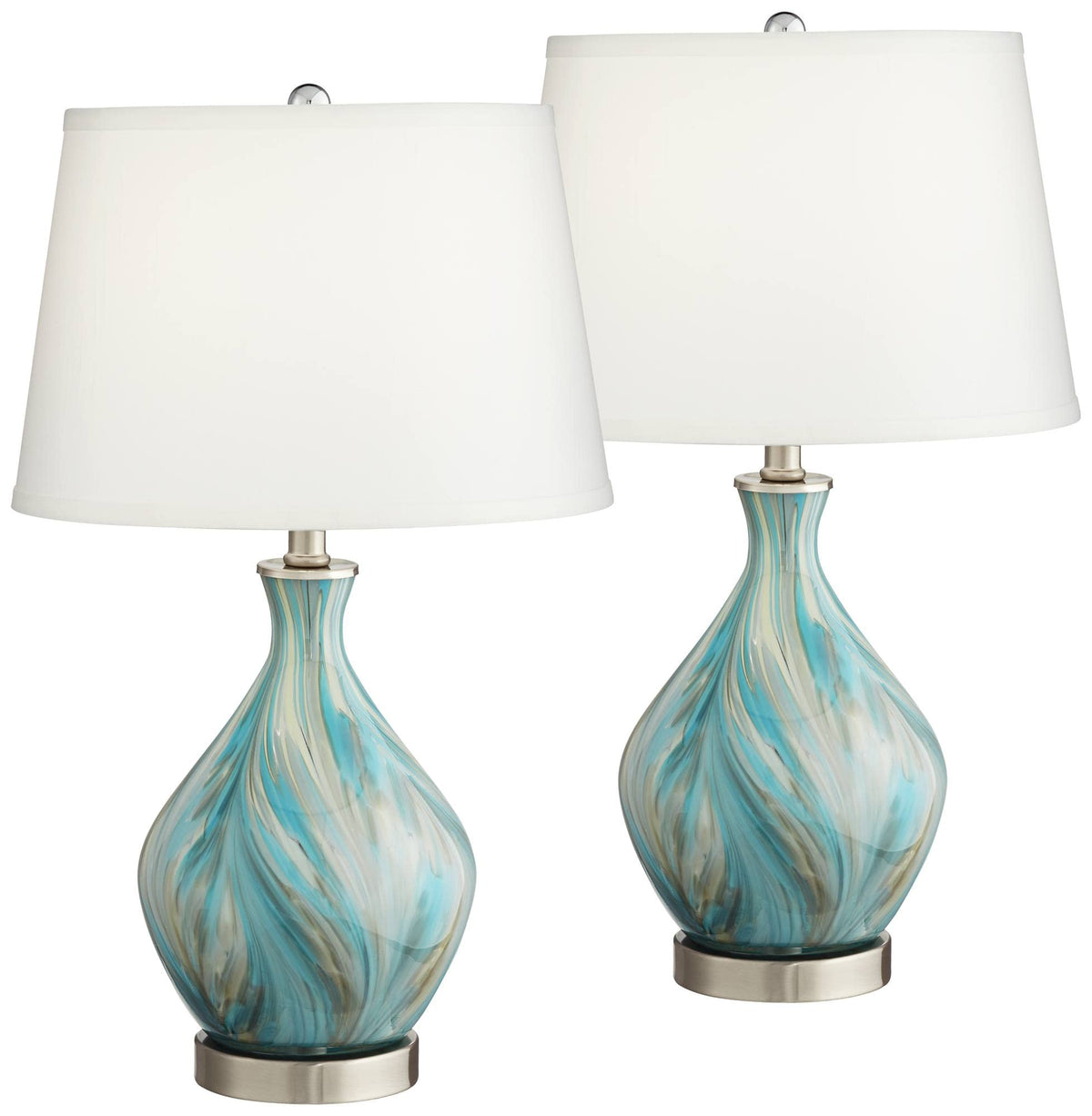 22" Art Glass Table Lamps Set of 2 D335