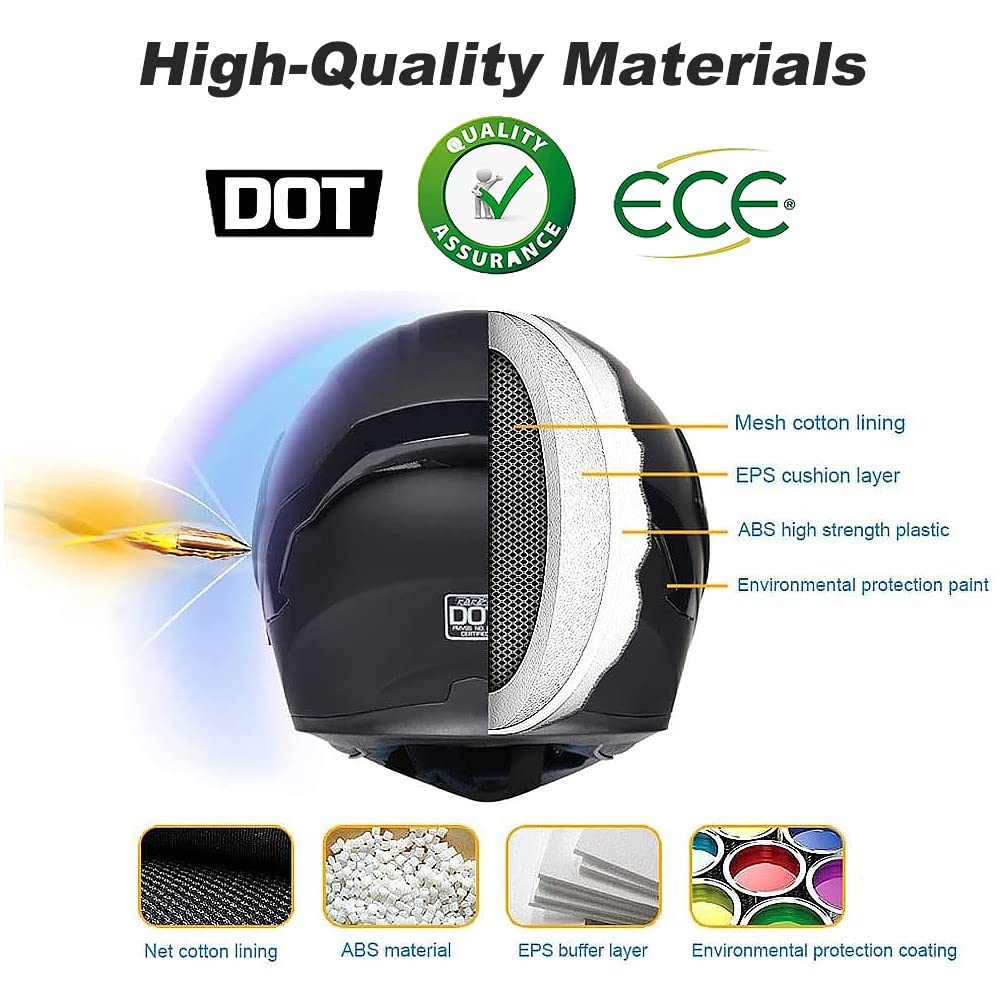 DOT Approved Flip Up Full Face Modular Motorcycle Helmet with Dual Visor L1174