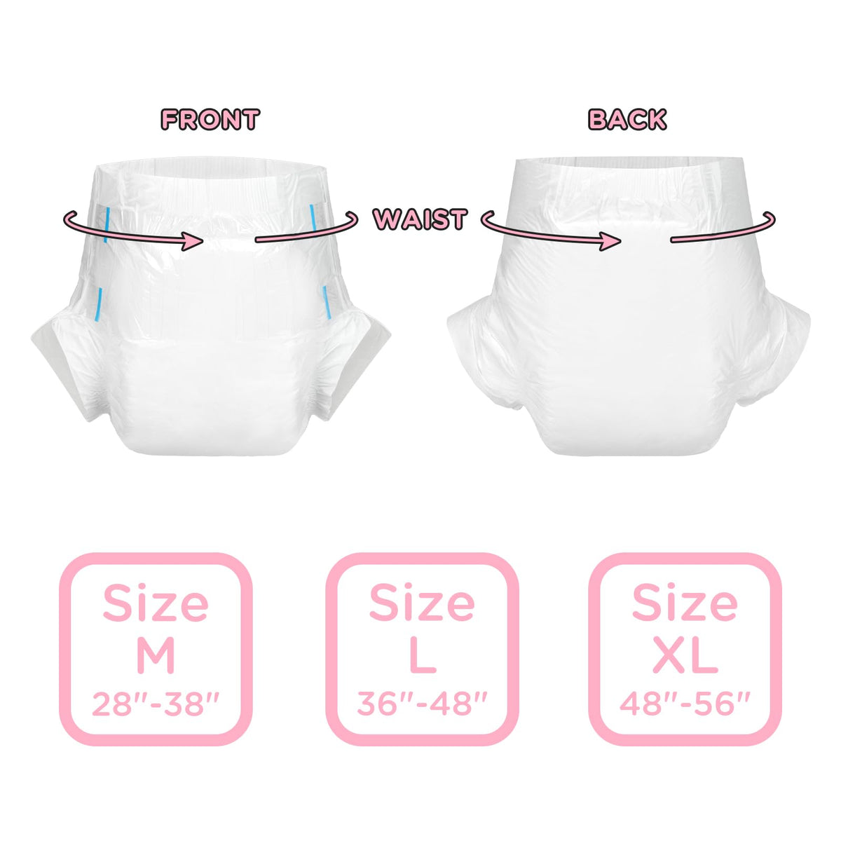 Adjustable Adult Diaper 10 Pieces White Medium D684042