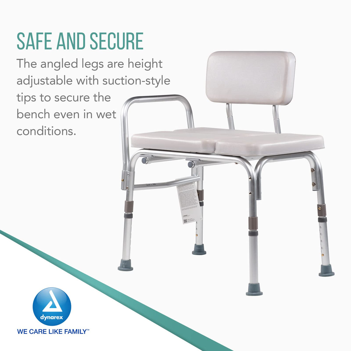 Padded Tub Transfer Bench 400 lb. Weight Capacity Grey D3048