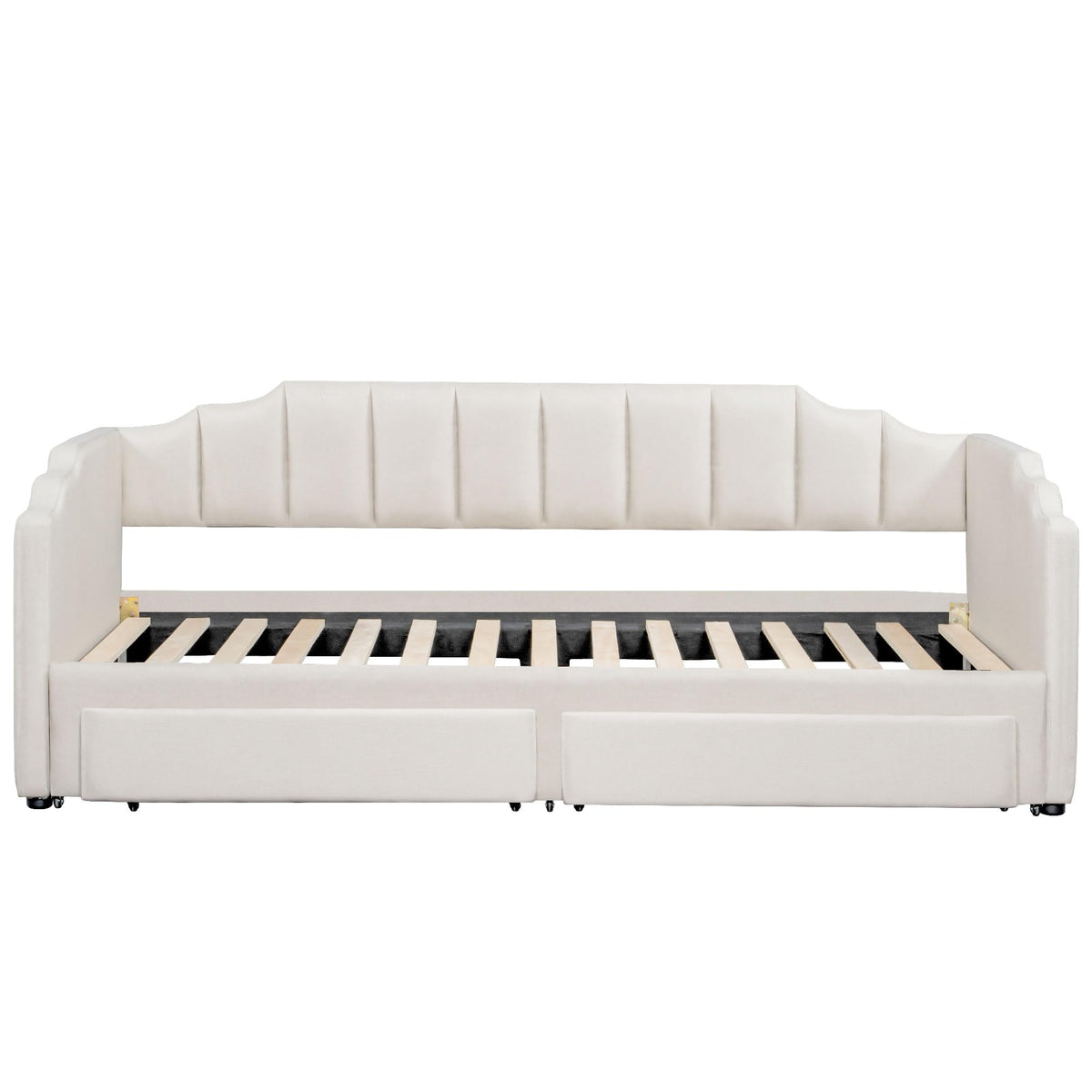 Twin XL to King Extendable Upholstered Daybed Frame with 2 Storage Drawers P8859