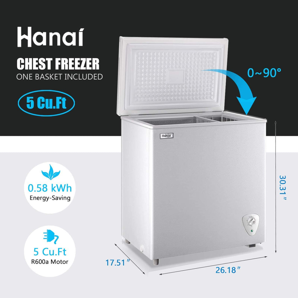 5.0 Cu.Ft White Chest Freezer with Removable Basket V407315