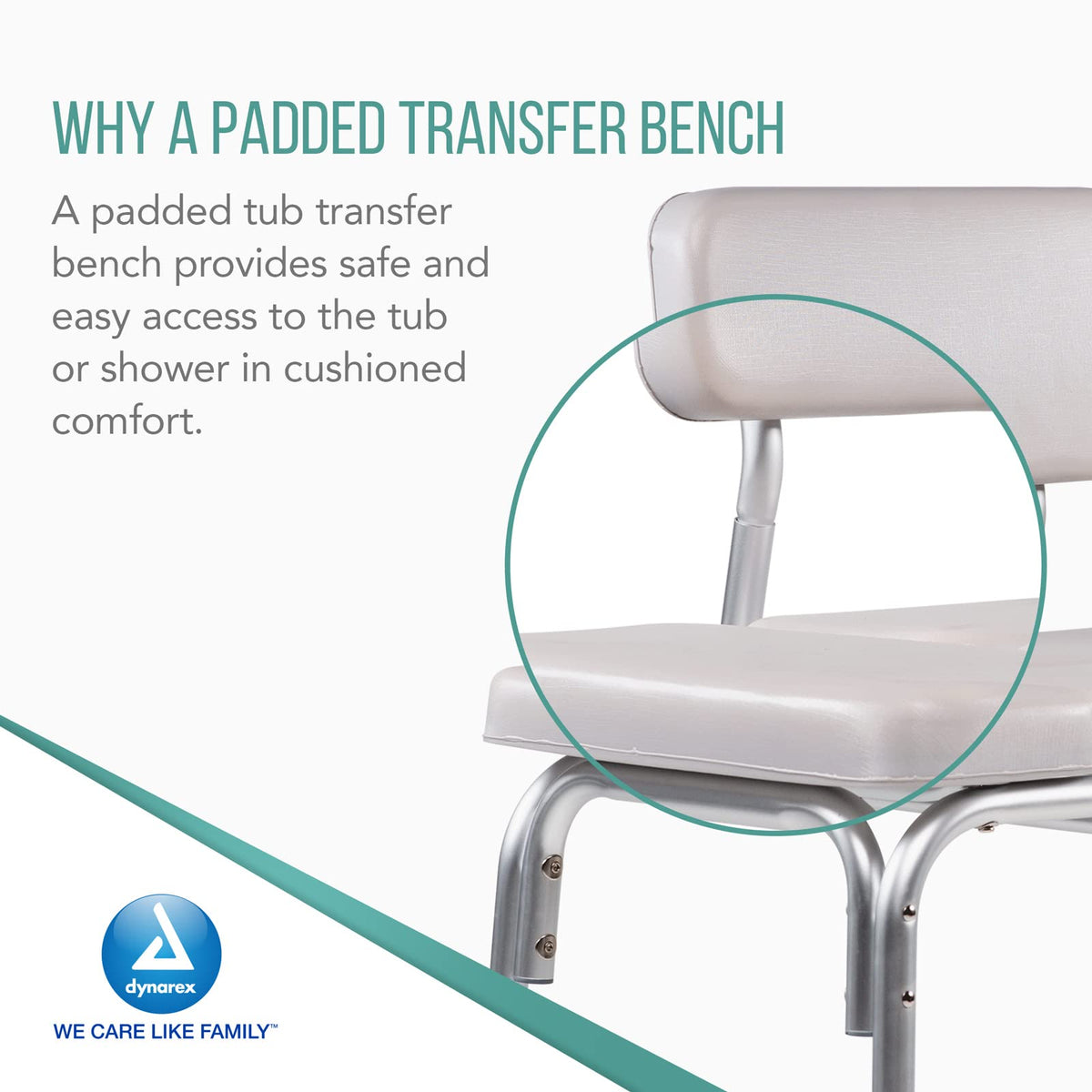Padded Tub Transfer Bench 400 lb. Weight Capacity Grey D3048