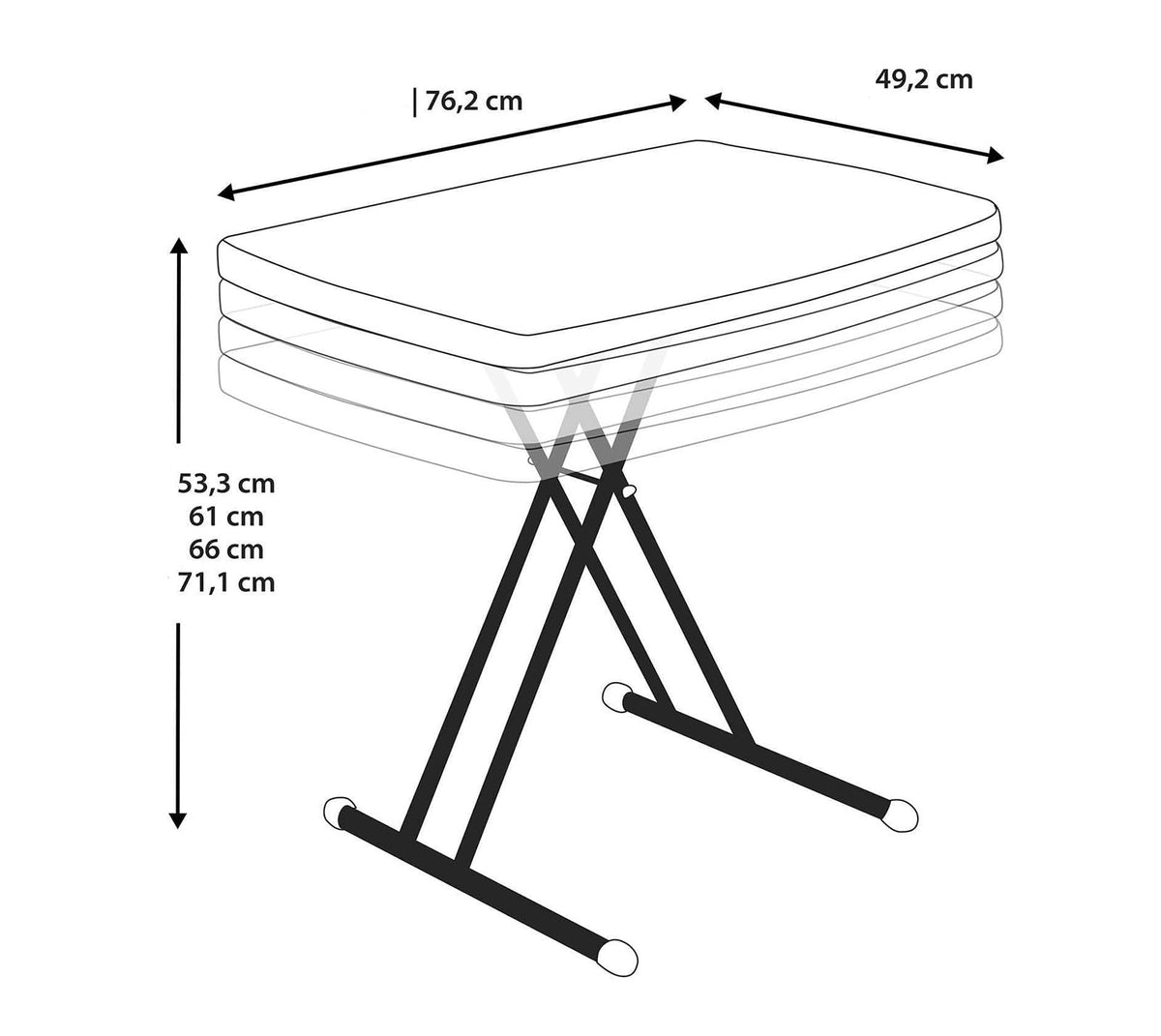 Adjustable Folding Laptop Table TV Tray, 30 Inch, White Granite J61884