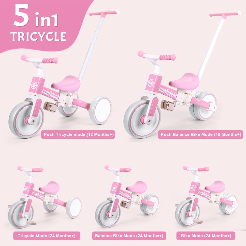 Tricycle for Toddlers 1-3 Year Olds, 5 in 1 Toddler Balance Bike Z6440