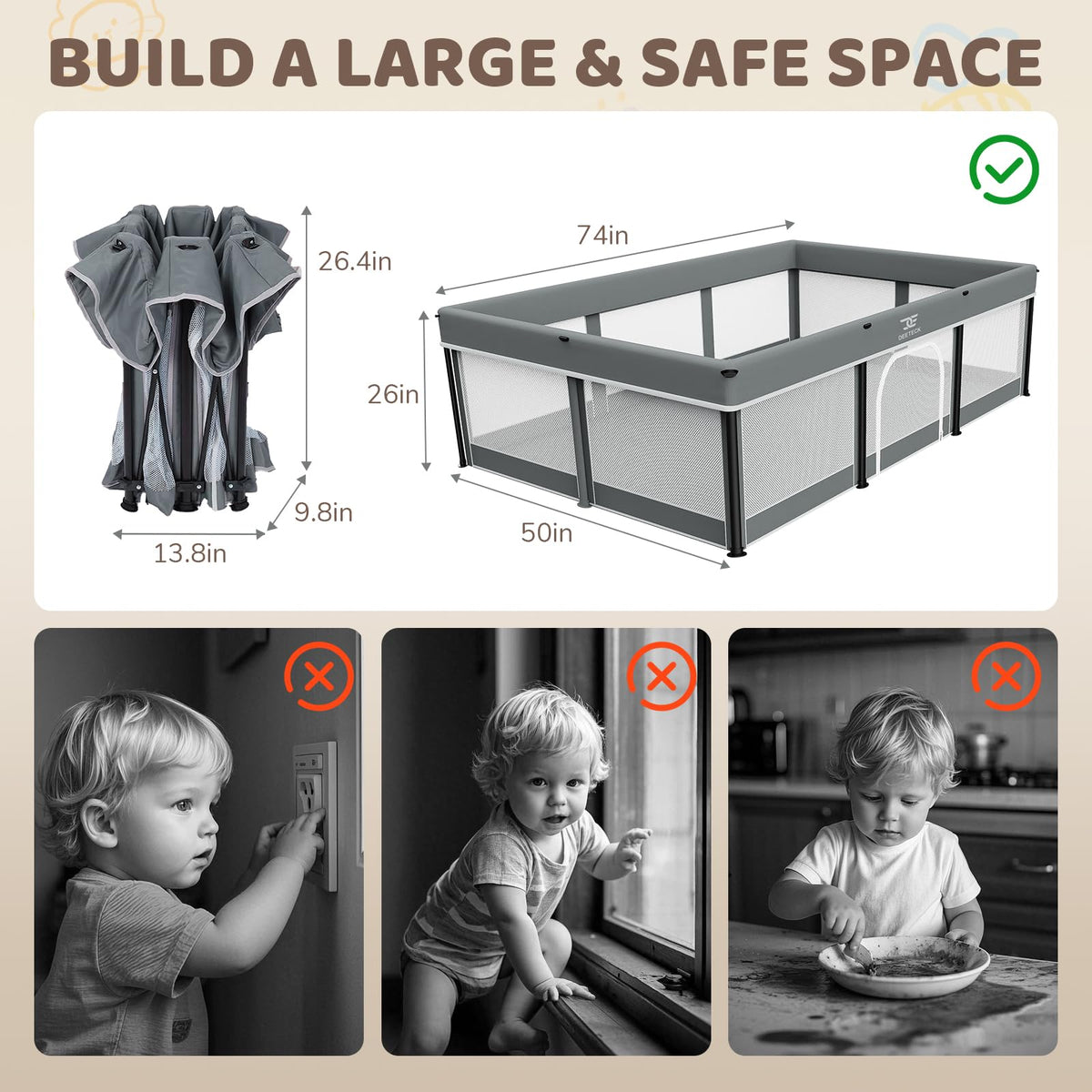 Foldable Baby Playpen with Mat Q979312
