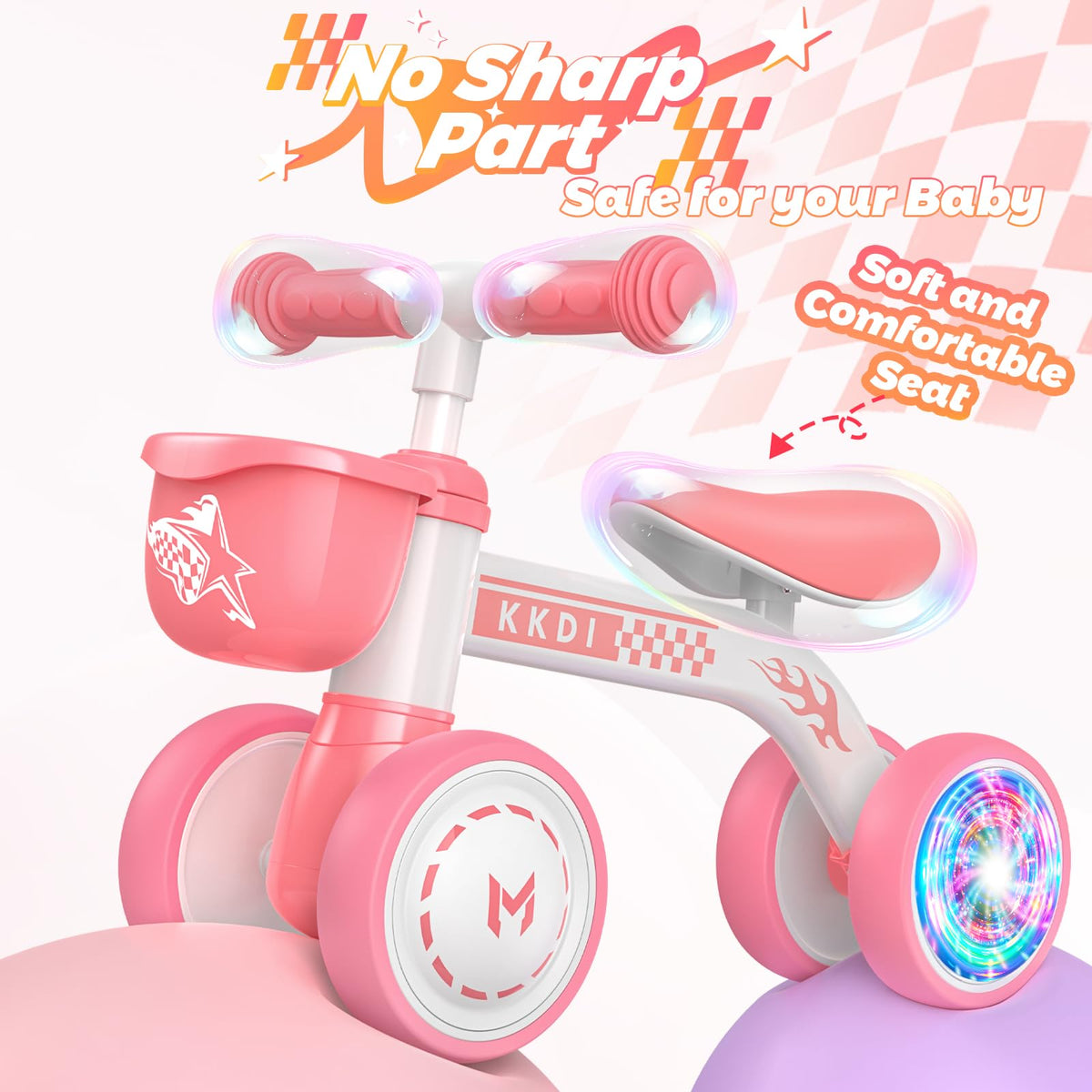 Pink Toddler Balance Bike with Silent Wheels C5790