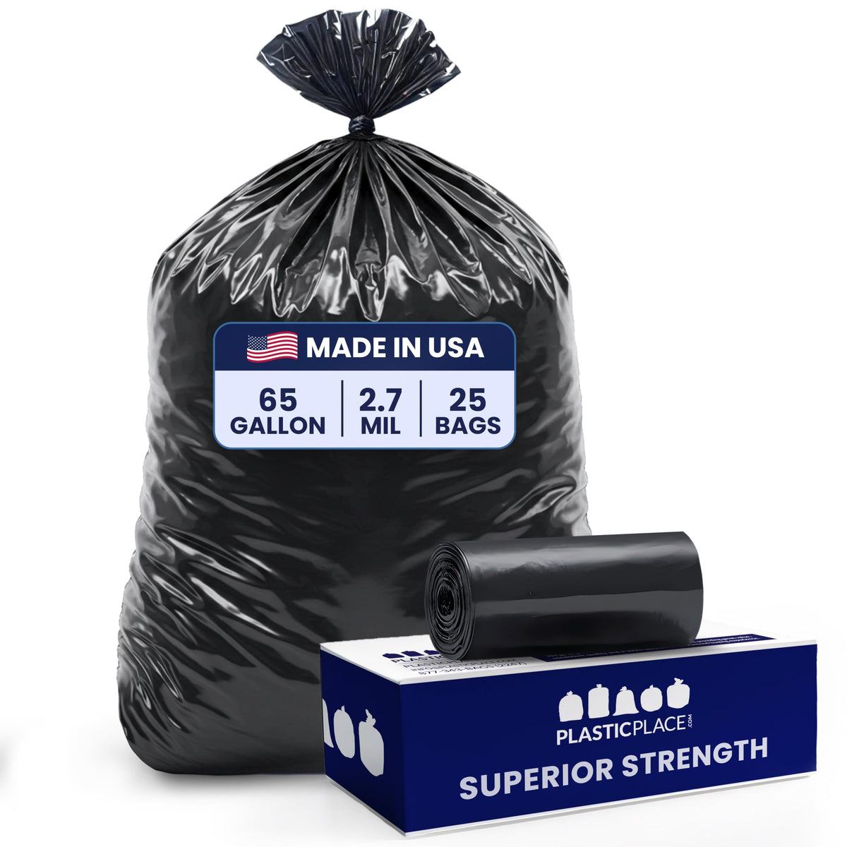 65 Gallon Black Heavy Duty Trash Bags 25 Count B607342