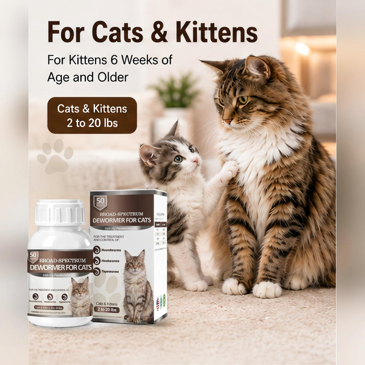 Cat Dewormer 50 Tabs M28485