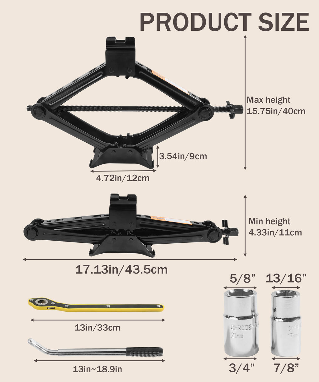 2 Ton Scissor Jack Lift with Lug Wrench W549678