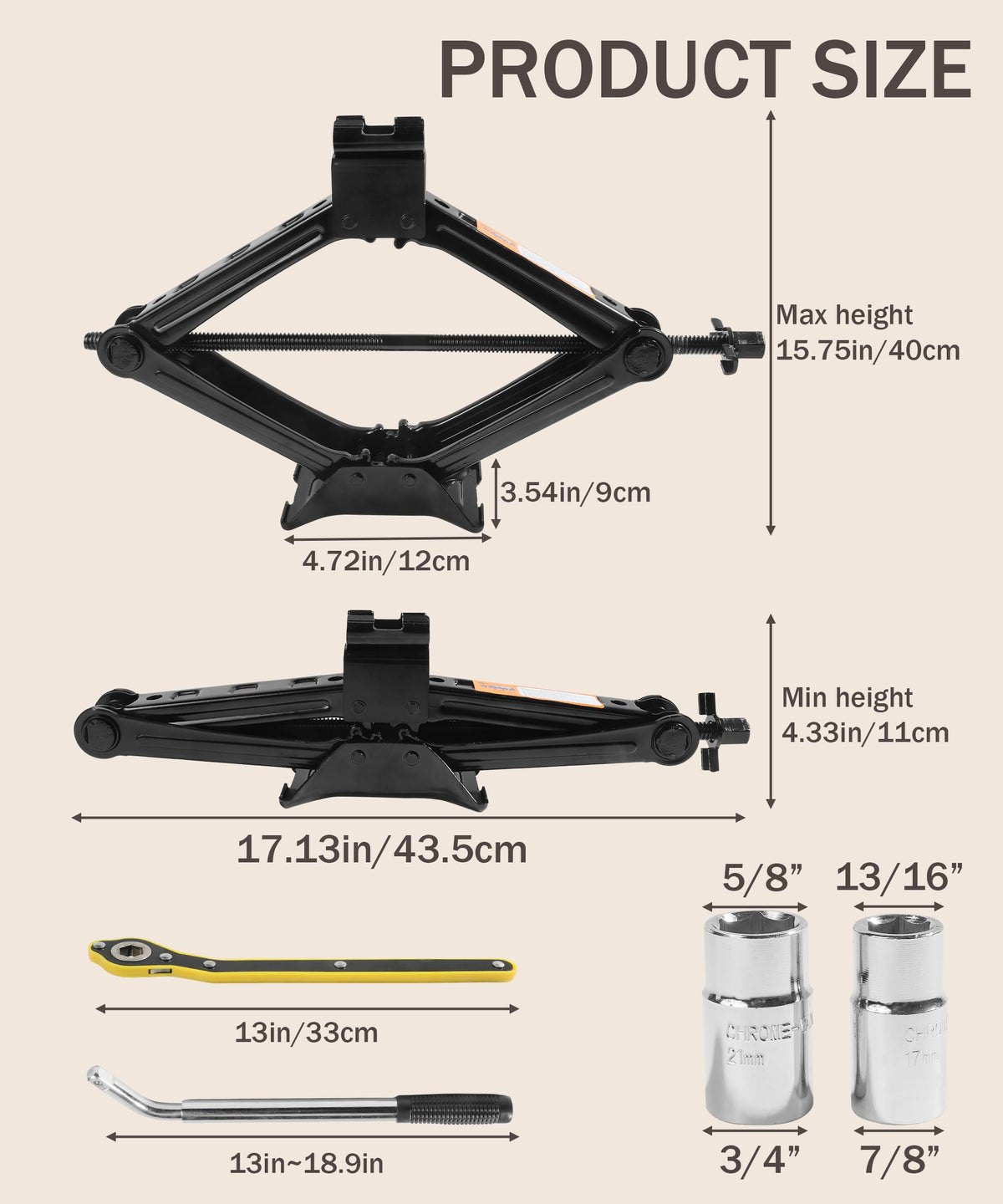 2 Ton Scissor Jack Lift with Lug Wrench W549678