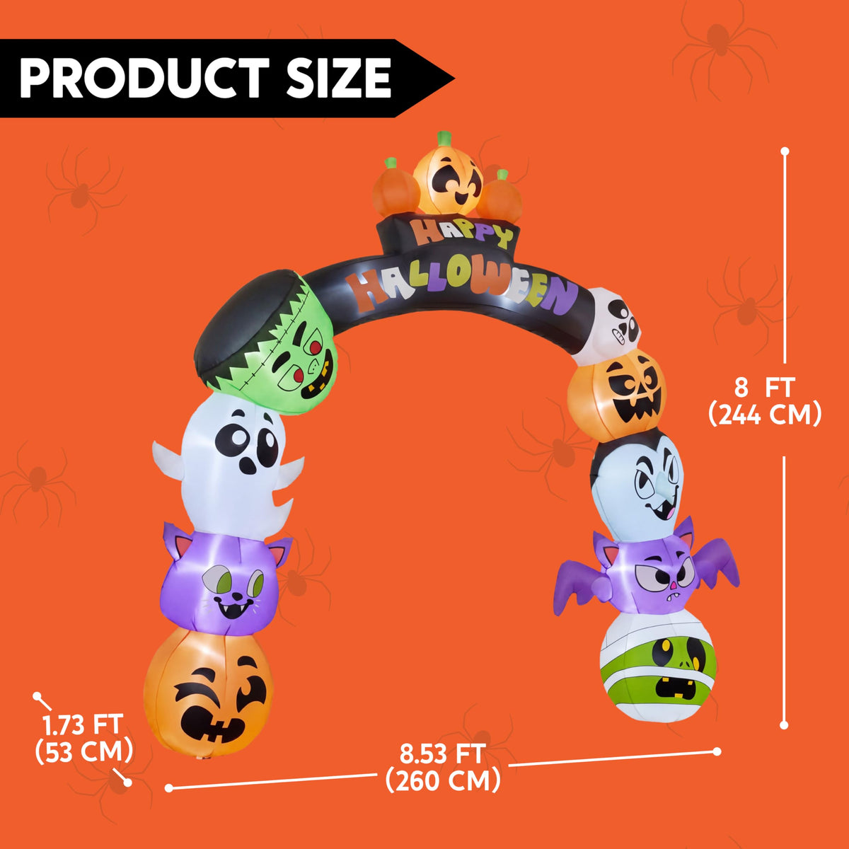 8 FT Halloween Inflatable Pumpkin Archway with LED Lights F516