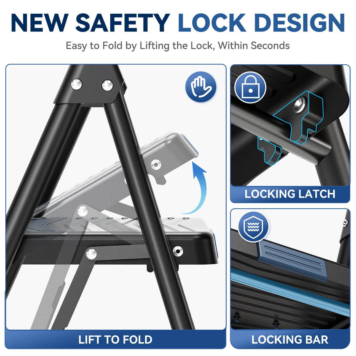 Lightweight Folding 3 Step Stool Z193125