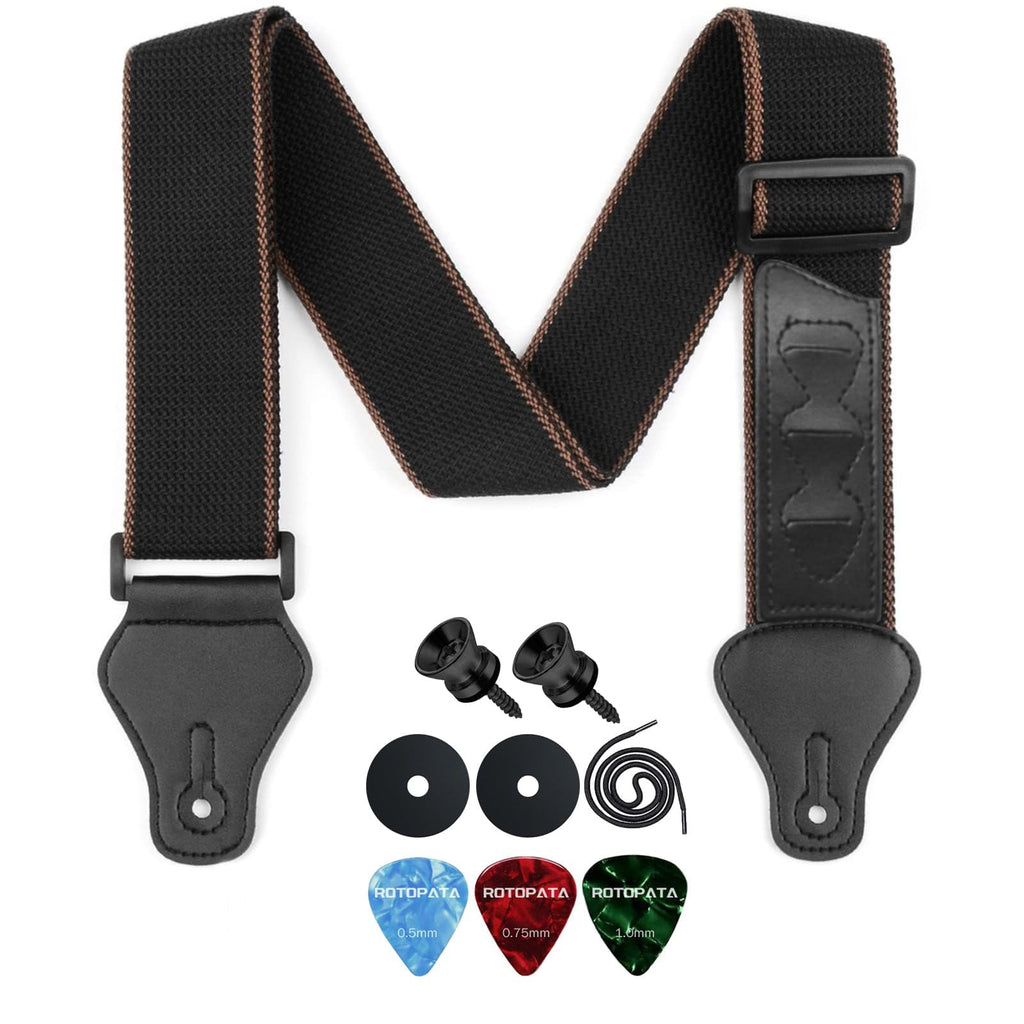 Black Adjustable Guitar Strap Kit with Locks and Picks C7136