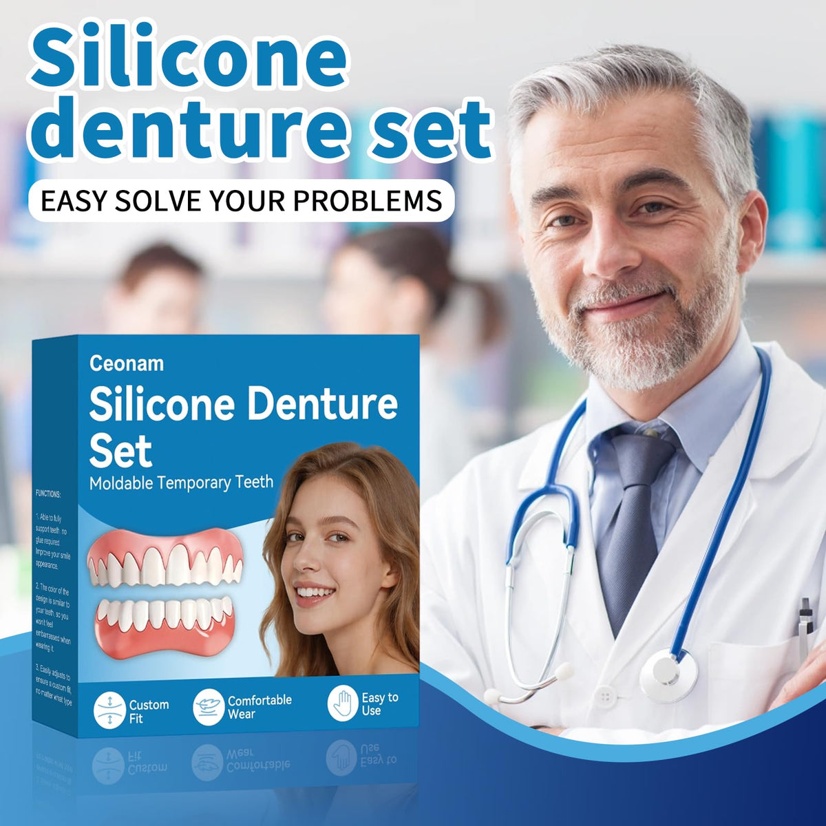 Silicone Denture Set Upper Lower Full Teeth I24882