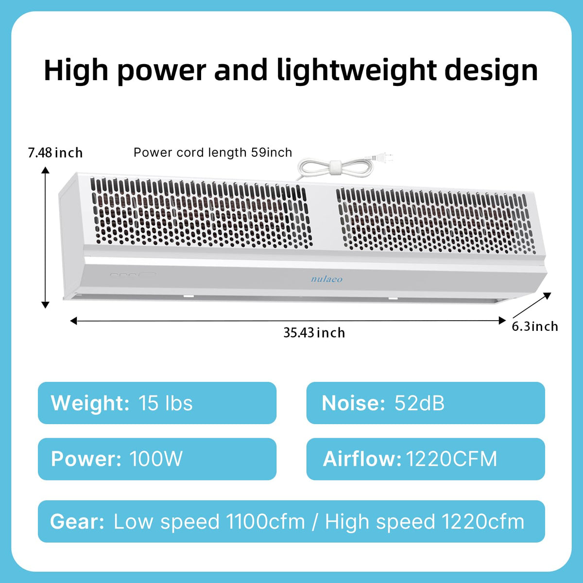 36'' Wall-Mounted 2-Speed Air Curtain P212