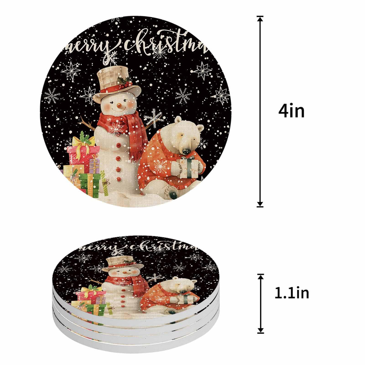 Set of 6 Absorbent Ceramic Stone Coasters with Holder B117