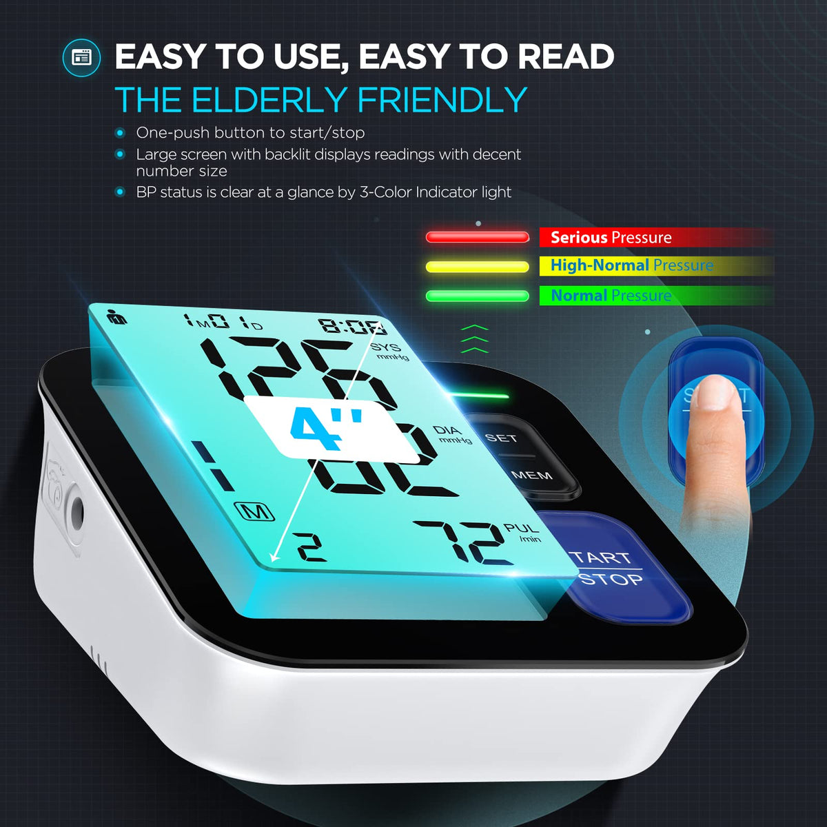 Upper Arm Blood Pressure Machine with 3 Size Cuffs E58164