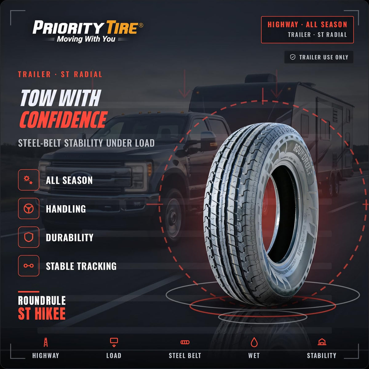 2 x ST205/75R15 All Season 10 Ply Tires H42498