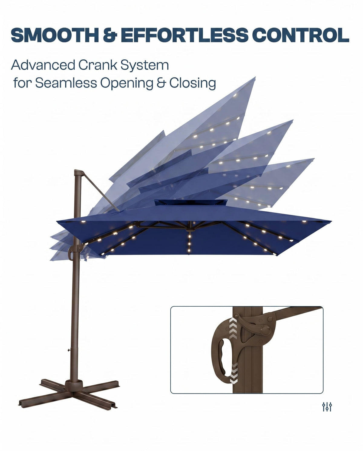 11x11 FT Double-Top Cantilever Patio Umbrella with Lights W829