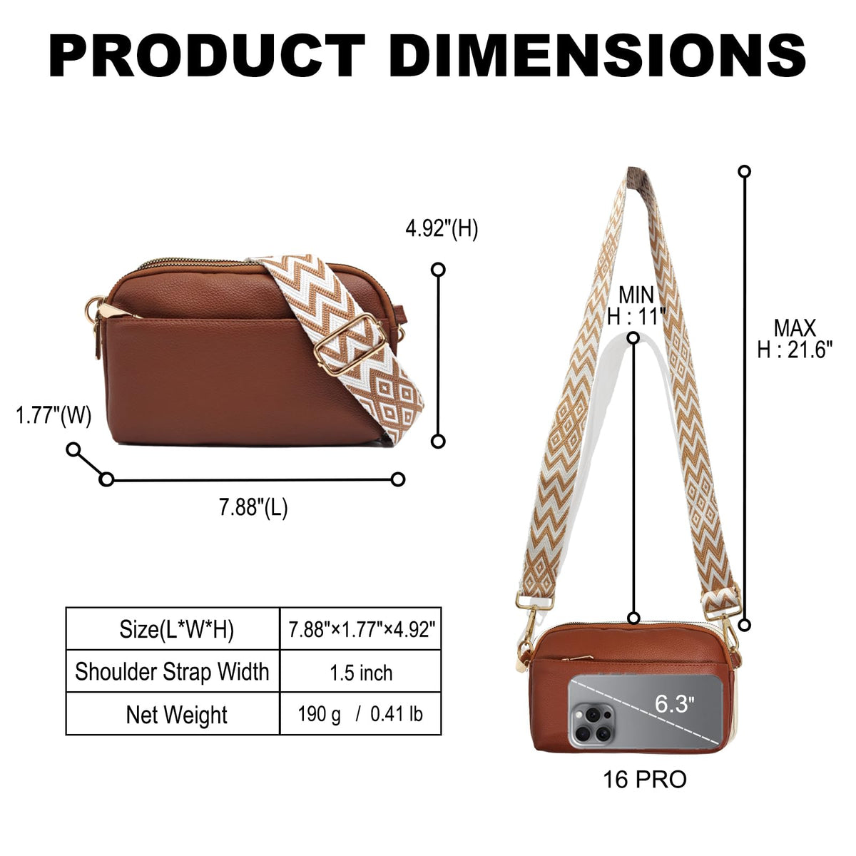 Mini Crossbody Bag Vegan Leather Sling Purse D129762