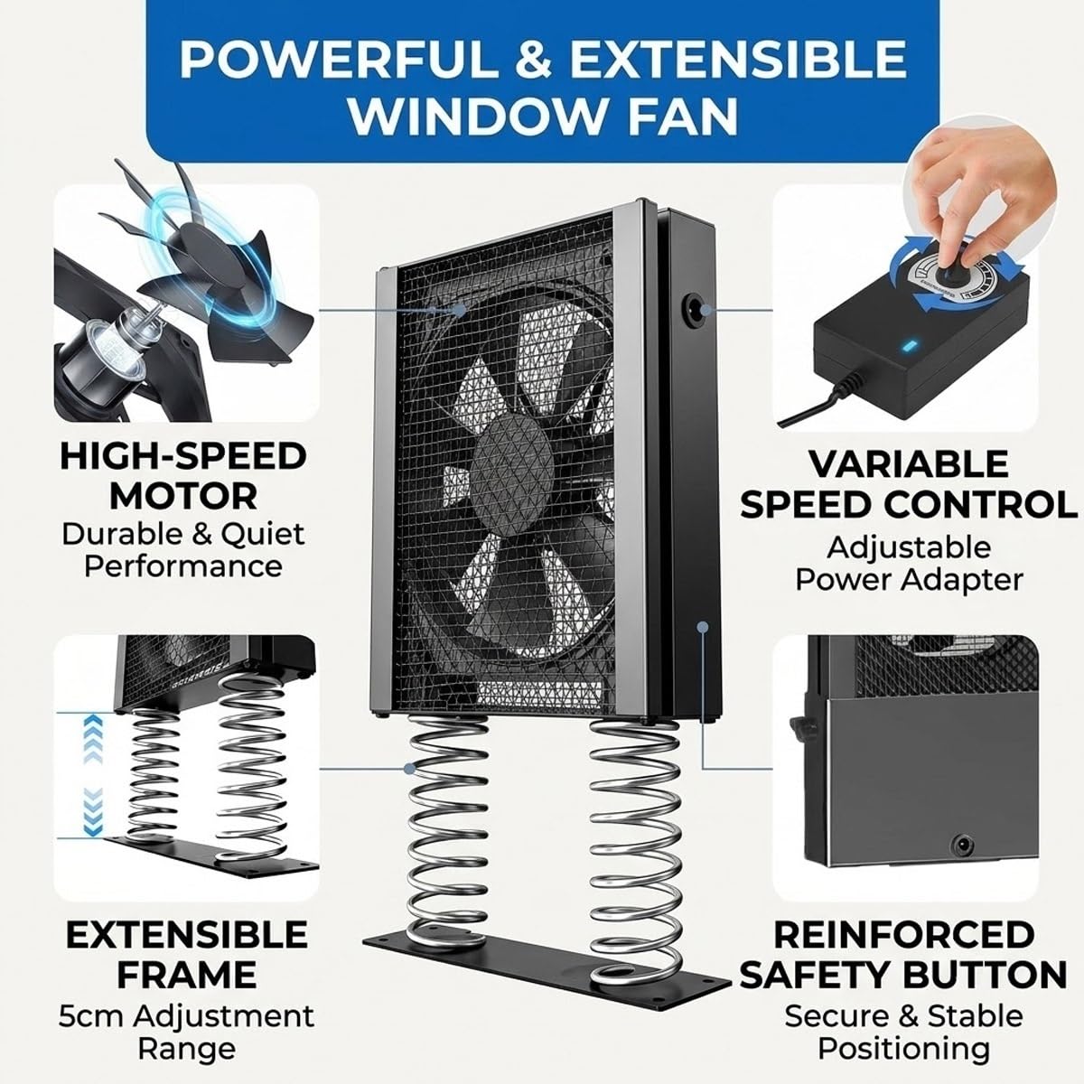 Window Exhaust Fan Reversible Airflow Variable Speed Retractable V70405