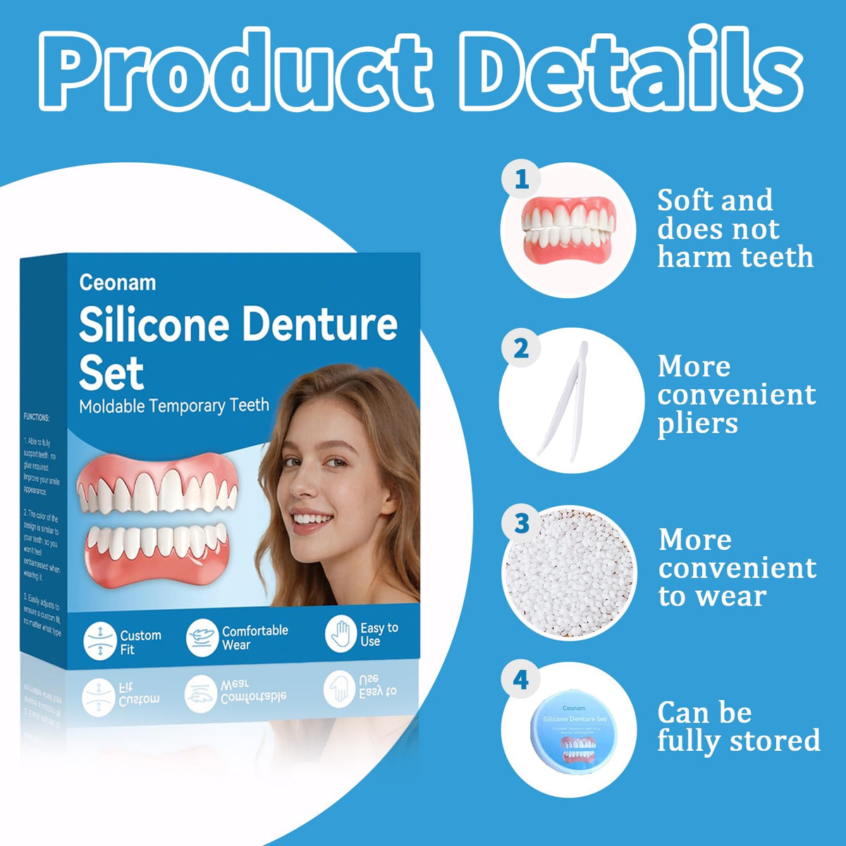 Silicone Denture Set Upper Lower Full Teeth I24882