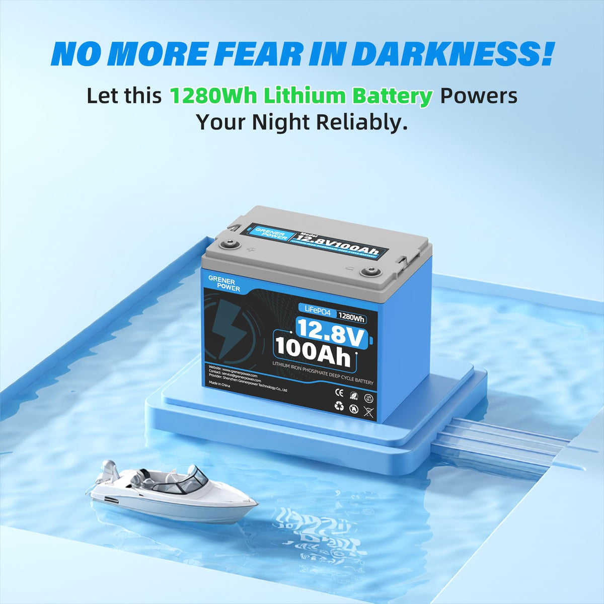 12V 100Ah LiFePO4 Lithium Battery, 15000 Cycles, 100A BMS Y577611