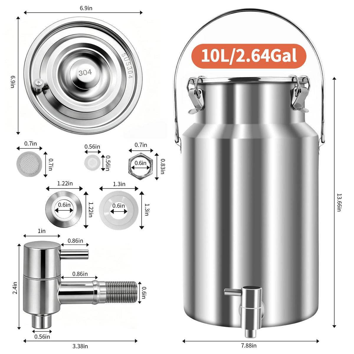 10L Stainless Steel Water Dispenser with Faucet U76973